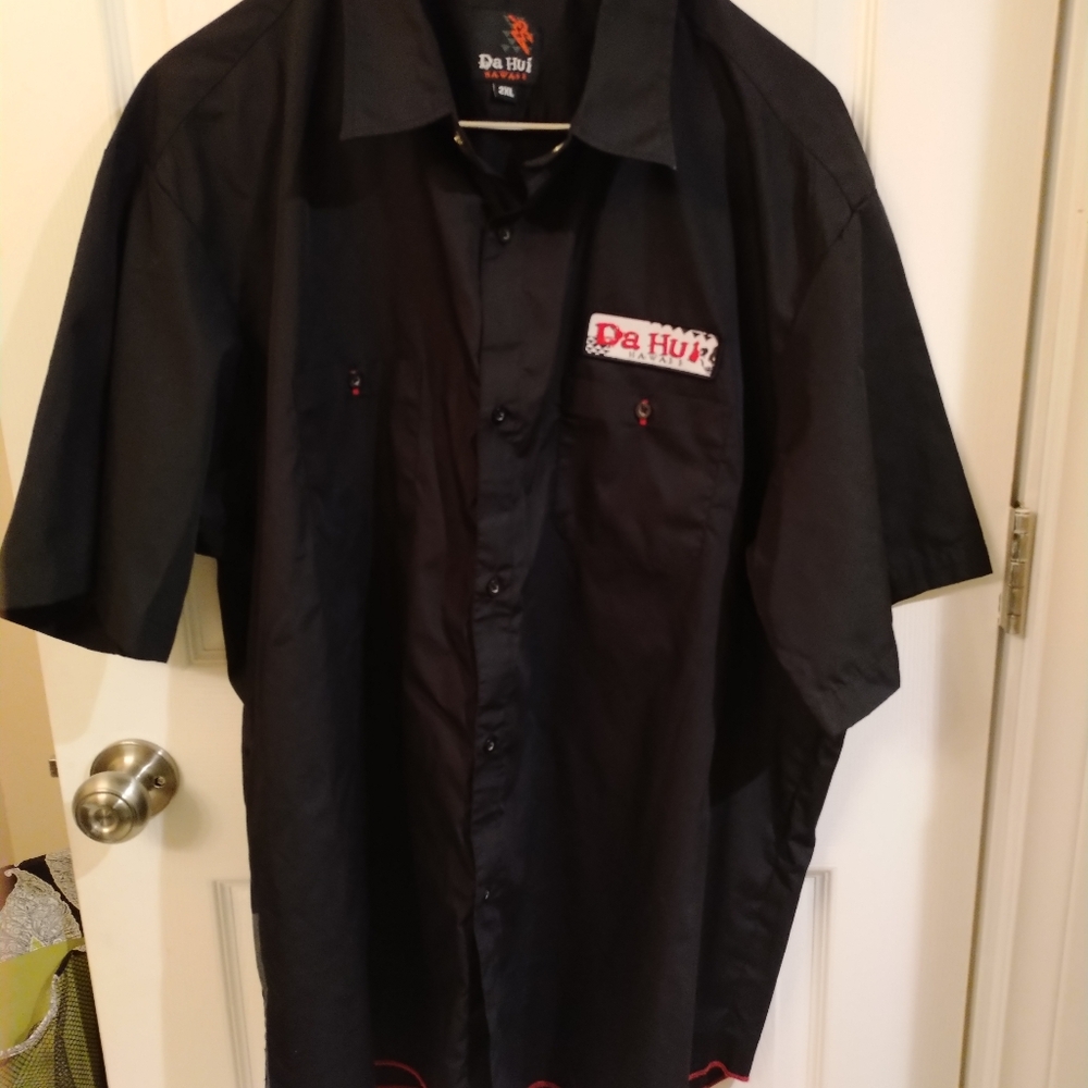 Da Hui Hawaii Black Men's Short Sleeve Button Down Shirt 2XL